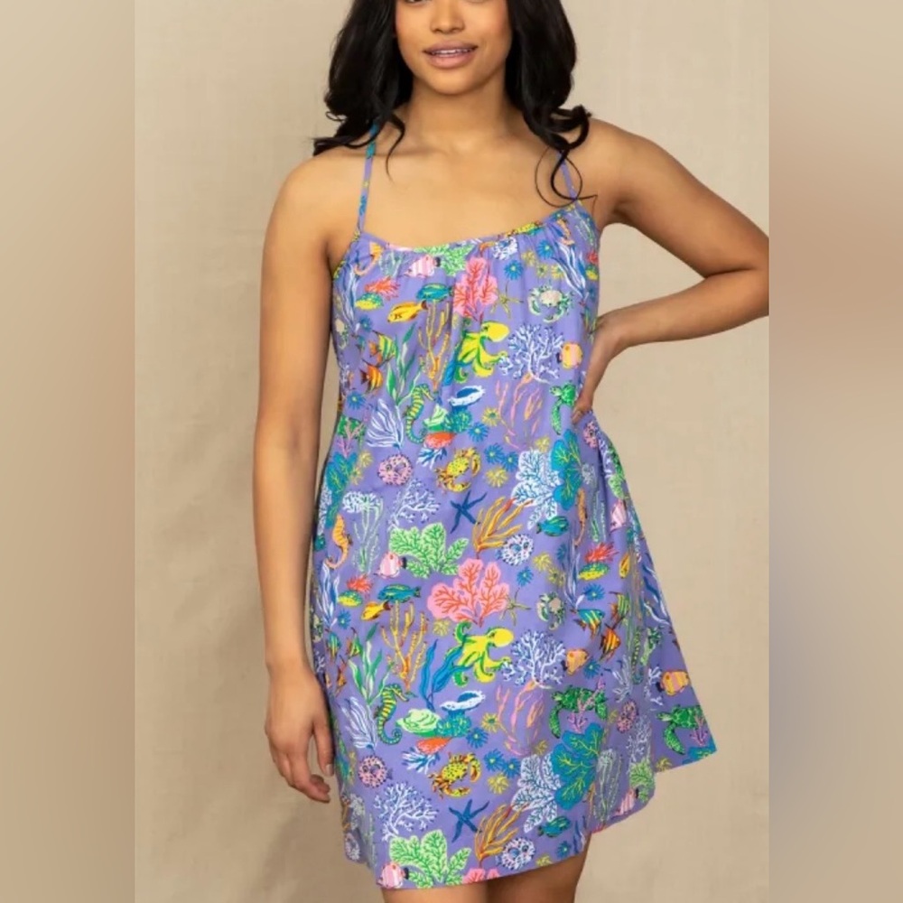 Print Fresh Anthropologie Women’s Oceania Cami Nightgown Dress Organic Cotton L